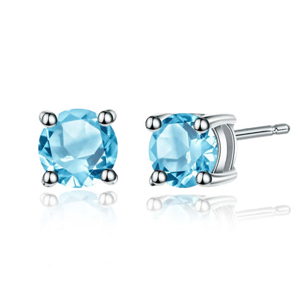 Gem's Ballet 5mm 1.28Ct Round Natural Red Garnet Gemstone Stud Earrings Genuine 925 Sterling Silver Fashion Jewelry for Women